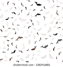 Dark Red vector seamless background with dolphins. Isolated sea dolphins on white background. Natural design for wallpapers.