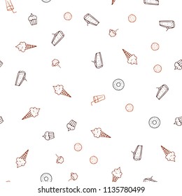 Dark Red vector seamless cover with cuisine gourmet. Blurred decorative design of snacks in doodle style. Pattern for ads of breakfast, lunch, dinner.
