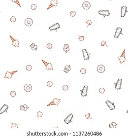 Dark Red vector seamless cover with cuisine gourmet. Illustration with set of fresh food in doodle style. Template for meal cooking in kitchen.