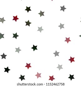 Dark Red vector seamless cover with small and big stars. Stars on blurred abstract background with gradient. The pattern can be used for new year ad, booklets.