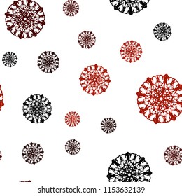 Dark Red vector seamless cover with beautiful snowflakes. Blurred decorative design in xmas style with snow. Pattern for trendy fabric, wallpapers.
