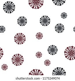Dark Red vector seamless cover with beautiful snowflakes. Glitter abstract illustration with crystals of ice. Trendy design for wallpaper, fabric makers.