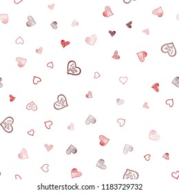 Dark Red vector seamless cover with Shining hearts. Beautiful colored illustration with hearts in celebration style. Pattern can be used for valentine's ad, booklets.