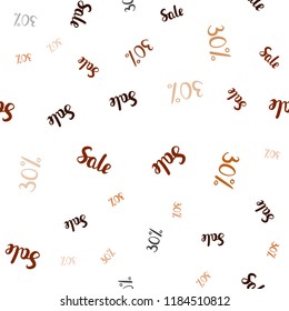 Dark Red vector seamless cover with symbols of 30 % sales. Abstract illustration with colorful gradient symbols of sales. Backdrop for mega promotions, discounts.