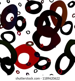Dark Red vector seamless cover with circles. Illustration with set of shining colorful abstract circles. Pattern for trendy fabric, wallpapers.