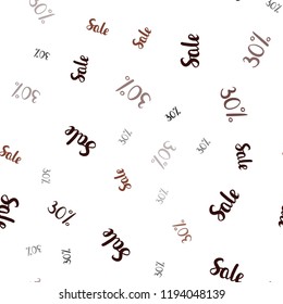 Dark Red vector seamless cover with symbols of 30 % sales. Colorful set of  percentage signs in simple style. Backdrop for ads, leaflets of Black Friday.