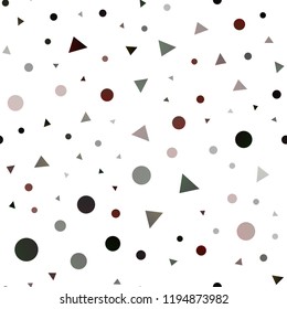 Dark Red vector seamless cover in polygonal style with circles. Glitter abstract illustration with spheres, triangular lines. Trendy design for wallpaper, fabric makers.