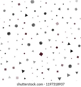Dark Red vector seamless cover with polygonal style with circles. Abstract illustration with colorful dots, lines, cubes. Pattern for design of window blinds, curtains.