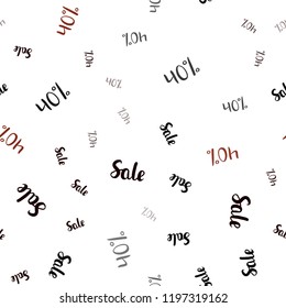 Dark Red vector seamless cover with symbols of 40 % sales. Illustration with signs of sales on abstract template. Design for business ads, commercials.