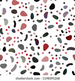 Dark Red vector seamless cover with circles. Blurred bubbles on abstract backdrop with colorful gradient. Pattern for trendy fabric, wallpapers.