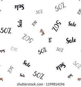 Dark Red vector seamless cover with symbols of 50 % sales. Shining colorful illustration with isolated selling prices. Backdrop for ads, leaflets of Black Friday.