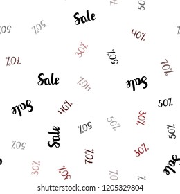 Dark Red vector seamless cover with symbols of 30, 40, 50 % sales. Gradient illustration with discount signs on white backdrop. Backdrop for ads, leaflets of Black Friday.