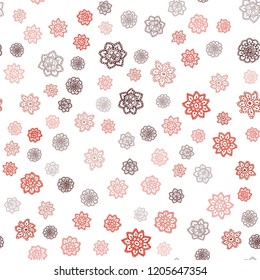 Dark Red vector seamless cover with beautiful snowflakes. Shining colored illustration with snow in christmas style. Template for business cards, websites.