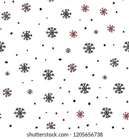 Dark Red vector seamless cover with beautiful snowflakes. Glitter abstract illustration with crystals of ice. Template for business cards, websites.