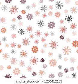 Dark Red vector seamless cover with beautiful snowflakes. Blurred decorative design in xmas style with snow. Trendy design for wallpaper, fabric makers.