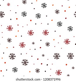 Dark Red vector seamless cover with beautiful snowflakes. Colorful snowflakes with gradient on abstract background. Design for textile, fabric, wallpapers.