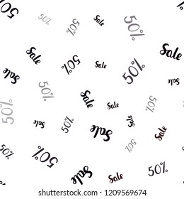Dark Red vector seamless cover with symbols of 50 % sales. Colorful set of  percentage signs in simple style. Template for season sales, shopping ads.