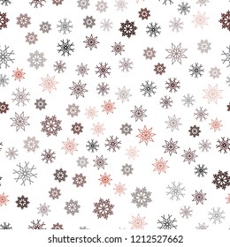 Dark Red vector seamless cover with beautiful snowflakes. Modern geometrical abstract illustration with crystals of ice. Pattern for design of window blinds, curtains.