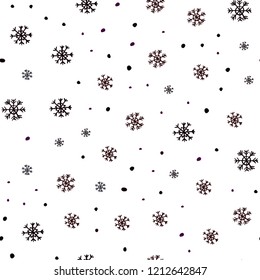 Dark Red vector seamless cover with beautiful snowflakes. Glitter abstract illustration with crystals of ice. Template for business cards, websites.