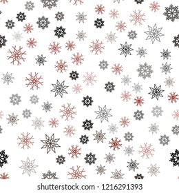Dark Red vector seamless cover with beautiful snowflakes. Decorative shining illustration with snow on abstract template. Template for business cards, websites.