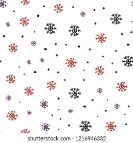 Dark Red vector seamless cover with beautiful snowflakes. Colorful snowflakes with gradient on abstract background. Design for textile, fabric, wallpapers.