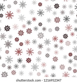 Dark Red vector seamless cover with beautiful snowflakes. Modern geometrical abstract illustration with crystals of ice. Pattern for design of fabric, wallpapers.