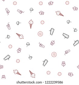 Dark Red vector seamless cover with cuisine gourmet. Decorative shining illustration with food on abstract template. Doodle design for your business advert of cafes.
