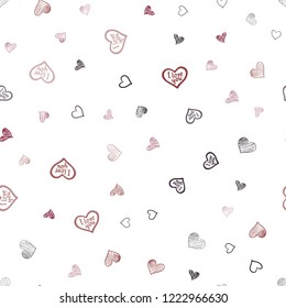 Dark Red vector seamless cover with Shining hearts. Decorative shining illustration with hearts on abstract template. Beautiful design for your business advert of anniversary.
