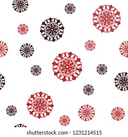 Dark Red vector seamless cover with beautiful snowflakes. Modern geometrical abstract illustration with crystals of ice. Design for textile, fabric, wallpapers.