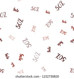 Dark Red vector seamless cover with symbols of 50 % sales. Illustration with signs of sales on abstract template. Backdrop for ads, leaflets of Black Friday.