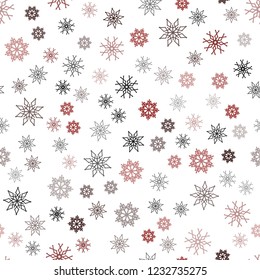 Dark Red vector seamless cover with beautiful snowflakes. Decorative shining illustration with snow on abstract template. Template for business cards, websites.