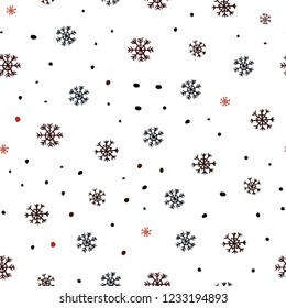 Dark Red vector seamless cover with beautiful snowflakes. Glitter abstract illustration with crystals of ice. Pattern for trendy fabric, wallpapers.