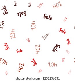 Dark Red vector seamless cover with symbols of 40 % sales. Colorful set of  percentage signs in simple style. Backdrop for super sales on Black Friday.
