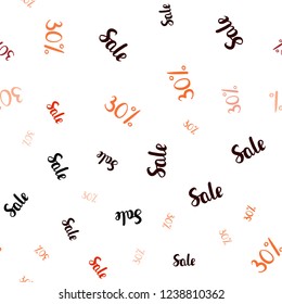 Dark Red vector seamless cover with symbols of 30 % sales. Abstract illustration with colorful gradient symbols of sales. Backdrop for super sales on Black Friday.