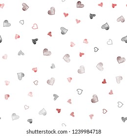 Dark Red vector seamless cover with Shining hearts. Hearts on blurred abstract background with colorful gradient. Beautiful design for your business advert of anniversary.
