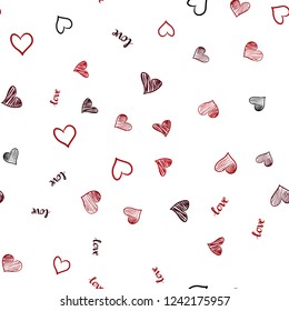 Dark Red vector seamless cover with quote LOVE YOU, hearts. Romantic illustration with colorful phrase LOVE YOU, hearts. Pattern for trendy fabric, wallpapers.
