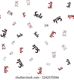 Dark Red vector seamless cover with symbols of 30, 50, 70 % sales. Colorful set of  percentage signs in simple style. Template for season sales, shopping ads.