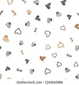 Dark Red vector seamless cover with quote LOVE YOU, hearts. Colorful illustration with quote LOVE YOU, hearts. Texture for window blinds, curtains.