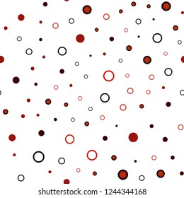 Dark Red vector seamless cover with spots. Illustration with set of shining colorful abstract circles. Trendy design for wallpaper, fabric makers.