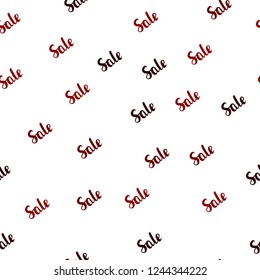Dark Red vector seamless cover with symbols of sales. Colored words of sales with gradient on white background. Backdrop for ads, leaflets of Black Friday.