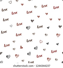 Dark Red vector seamless cover with quote LOVE YOU, hearts. Colorful gradient phrase LOVE YOU, hearts in abstract style. Design for wallpaper, fabric makers.