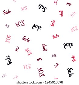 Dark Red vector seamless cover with symbols of 70 % sales. Abstract illustration with colorful gradient symbols of sales. Backdrop for ads, leaflets of Black Friday.
