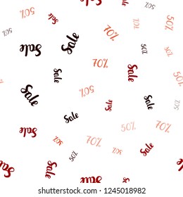 Dark Red vector seamless cover with symbols of 30, 50, 70 % sales. Abstract illustration with colorful gradient symbols of sales. Backdrop for mega promotions, discounts.