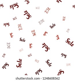 Dark Red vector seamless cover with symbols of 30, 50, 70 % sales. Gradient illustration with discount signs on white backdrop. Backdrop for super sales on Black Friday.