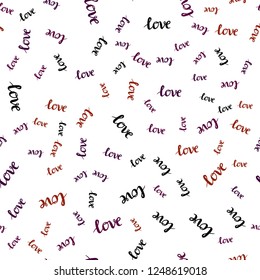 Dark Red vector seamless cover with quote LOVE YOU. Illustration with colorful phrase LOVE YOU in romantic style. Pattern for trendy fabric, wallpapers.