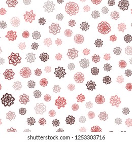 Dark Red vector seamless cover with beautiful snowflakes. Blurred decorative design in xmas style with snow. Template for business cards, websites.