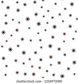 Dark Red vector seamless cover with beautiful snowflakes. Shining colorful illustration with snow in christmas style. Pattern for trendy fabric, wallpapers.