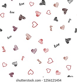 Dark Red vector seamless cover with quote LOVE YOU, hearts. Colorful gradient phrase LOVE YOU, hearts in abstract style. Pattern for design of fabric, wallpapers.