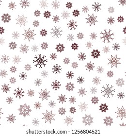 Dark Red vector seamless cover with beautiful snowflakes. Blurred decorative design in xmas style with snow. Trendy design for wallpaper, fabric makers.