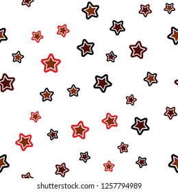 Dark Red vector seamless cover with small and big stars. Modern geometrical abstract illustration with stars. Template for business cards, websites.